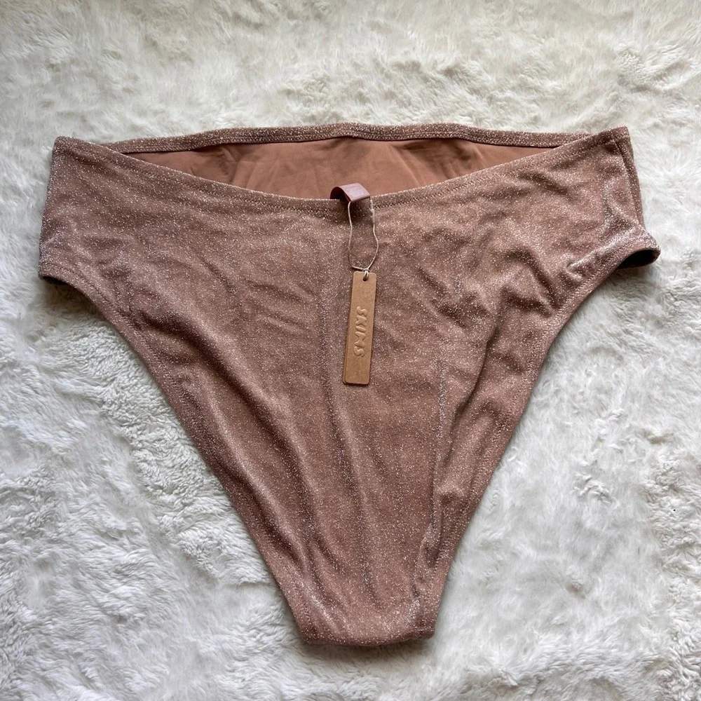 Skims Metallic Swim High Waisted Bikini Bottom Rose Gold SW-BKN-0108 Size 4X NWT